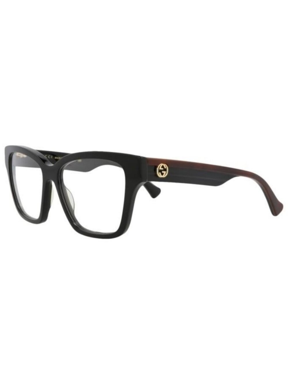 New Gucci Womens Square/Rectangle Black Havana Transparent Fashion Designer Eyeg